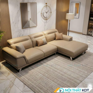 Sofa da phong khach chan quy S227 mau be