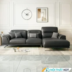 Sofa da phong khach chan quy S227 mau den
