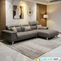 Sofa da phong khach chan quy S227 mau ghi