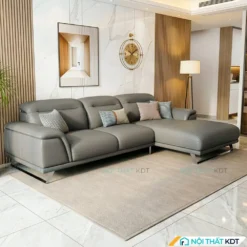 Sofa da phong khach chan quy S227 mau ghi xanh