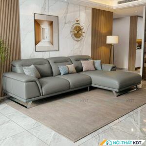 Sofa da phong khach chan quy S227 mau ghi xanh