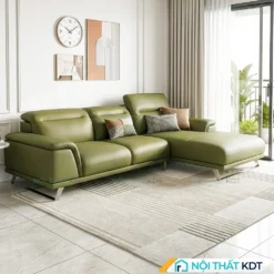 Sofa da phong khach chan quy S227 mau xanh o liu