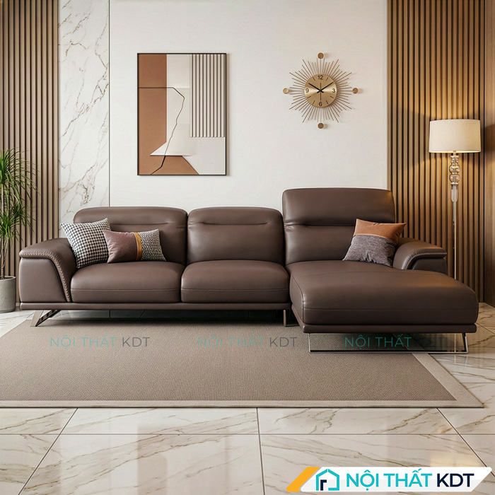 Sofa da phong khach chan quy S227 truc dien