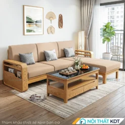 Sofa go 3 cho ngoi S178 L3 mau be