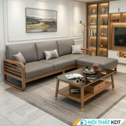 Sofa go 3 cho ngoi dai 2m kem ban tra S175 L3