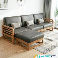 Sofa go 3 cho ngoi dai 2m mau den S175 L3
