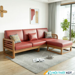 Sofa go 3 cho ngoi dai 2m mau do S175 L3