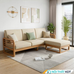 Sofa go 3 cho ngoi dai 2m mau kem S175 L3