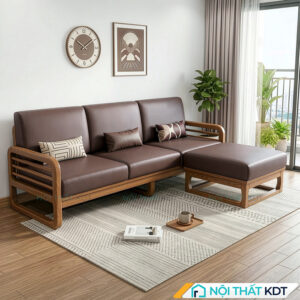 Bộ ghế sofa 3 chỗ gỗ sồi góc L nhỏ gọn S175-L3