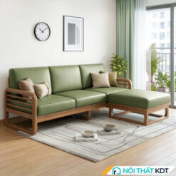 Sofa go 3 cho ngoi dai 2m mau xanh luc S175 L3