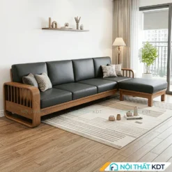 Sofa go 4 cho ngoi tay vin nan thang S274 L4 mau den