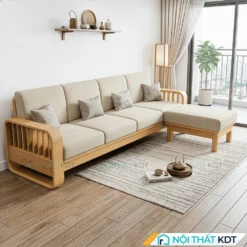 Sofa go 4 cho ngoi tay vin nan thang S274 L4 mau kem