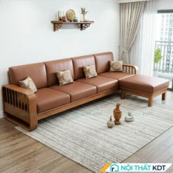 Sofa go 4 cho ngoi tay vin nan thang S274 L4 mau nau