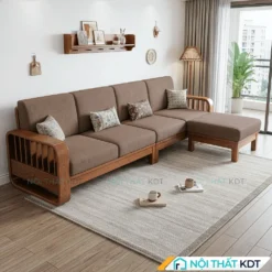 Sofa go 4 cho ngoi tay vin nan thang S274 L4 mau nau cafe