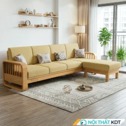 Sofa go 4 cho ngoi tay vin nan thang S274 L4 mau vang