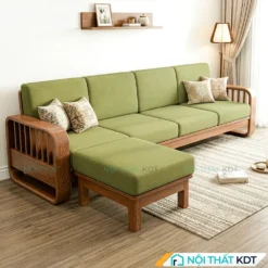 Sofa go 4 cho ngoi tay vin nan thang S274 L4 mau xanh non chuoi