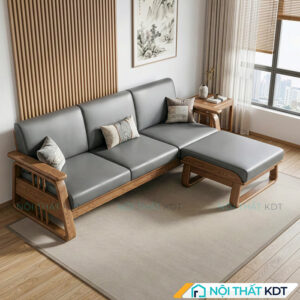 Sofa go Indochine goc L S370 L3 mau ghi xam