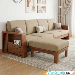 Bộ sofa gỗ đệm nỉ góc L mã S271