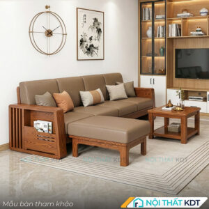 Bộ sofa gỗ đệm nỉ góc L mã S271