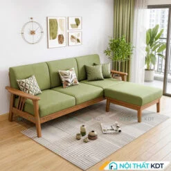 Sofa go goc L nho gon S260 L3 mau xanh luc