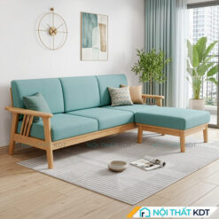 Sofa go goc L nho gon S260 L3 mau xanh ngoc