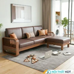 Sofa go hien dai S274 L3 mau nau cafe