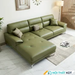 Sofa goc L boc da S41 mau xanh la cay
