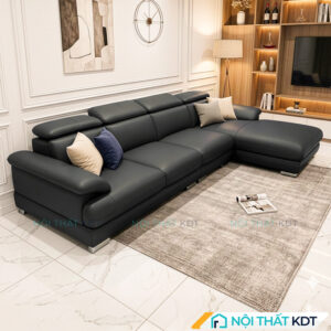 Bộ ghế sofa phòng khách da góc L tay vát S215