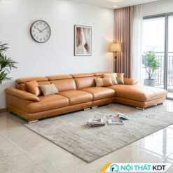 Sofa goc da 4 cho ngoi S215 L4 mau nau da bo