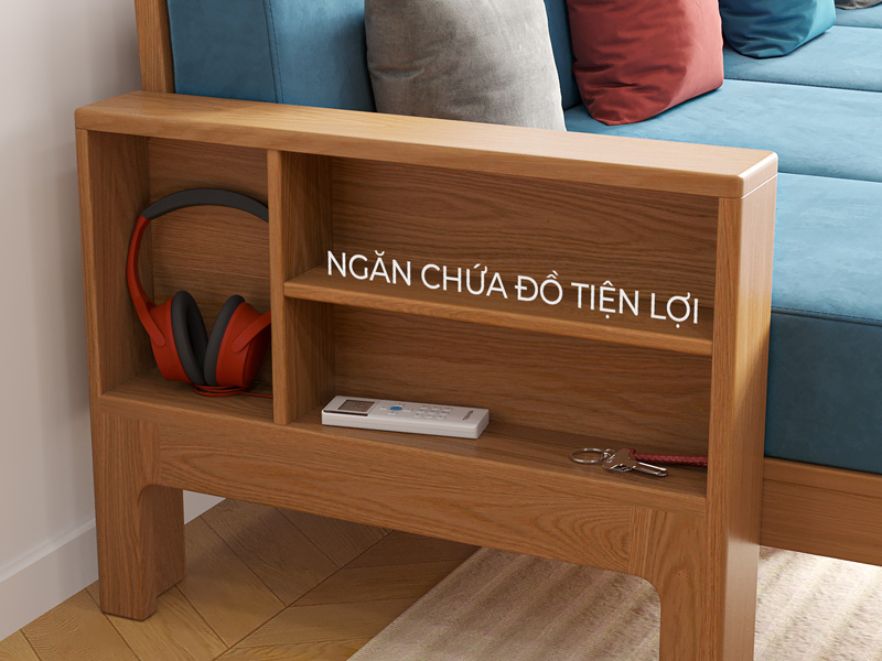 Sofa goc go don gian co hoc do S307 Co hoc chua do