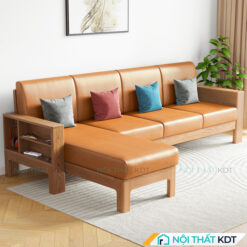Sofa goc go don gian co hoc do S307 mau cam