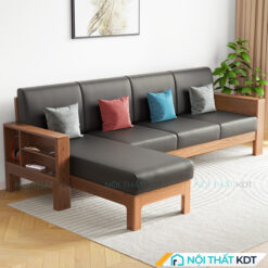 Sofa goc go don gian co hoc do S307 mau den