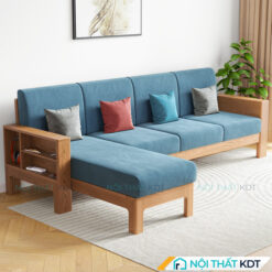Sofa goc go don gian co hoc do S307 mau xanh lam