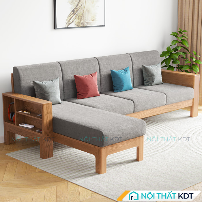 Sofa góc gỗ có hộc đồ S307