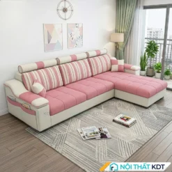 Sofa ni phong khach hien dai S39 L3 mau hong