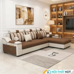 Sofa ni phong khach hien dai S39 L3 mau nau cafe