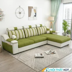Sofa ni phong khach hien dai S39 L3 mau xanh luc