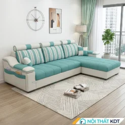 Sofa ni phong khach hien dai S39 L3 mau xanh ngoc