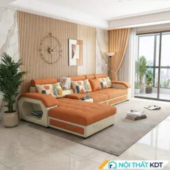 Sofa phong khach goc L tay up S29 mau cam