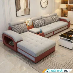 Sofa phong khach goc L tay up S29 mau ghi do
