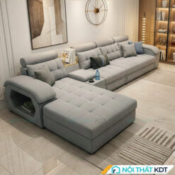Sofa phong khach goc L tay up S29 mau ghi ni