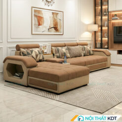 Sofa phong khach goc L tay up S29 mau nau