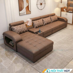 Sofa phong khach goc L tay up S29 mau nau cafe