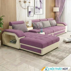 Sofa phong khach goc L tay up S29 mau tim