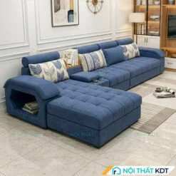 Sofa phong khach goc L tay up S29 mau xanh lam