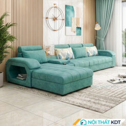 Sofa phong khach goc L tay up S29 mau xanh ngoc
