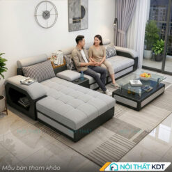 Sofa phong khach goc L tay up S29 sang trong