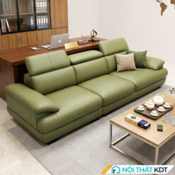 Sofa vang da 3 cho ngoi mau xanh la ma