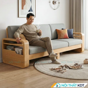 Sofa văng gỗ tự nhiên đệm nỉ S178-V3