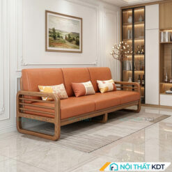 Sofa văng gỗ 3 chỗ ngồi S175-V nhỏ gọn màu cam